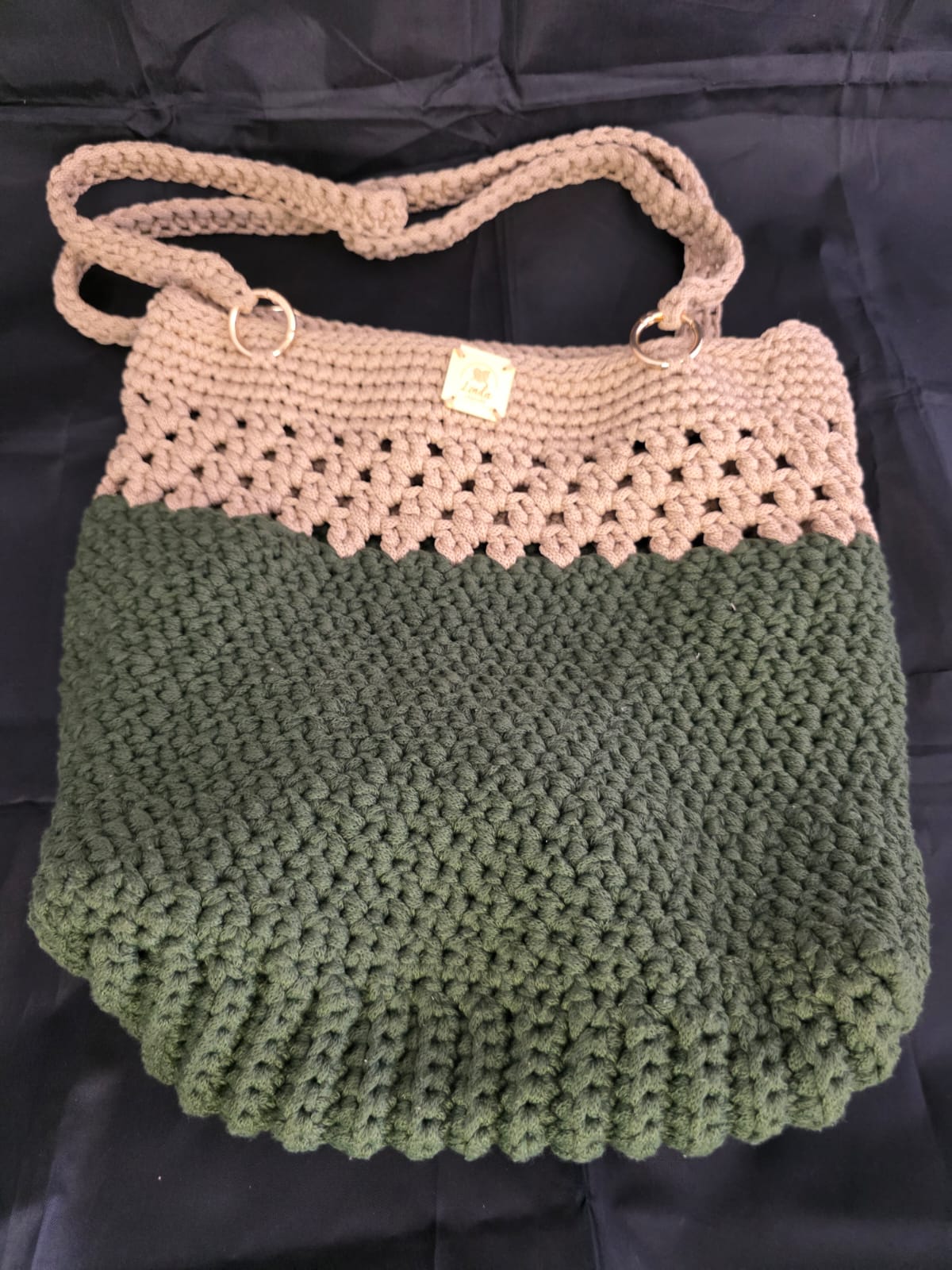 Bolsa Verde e Cru com Renda